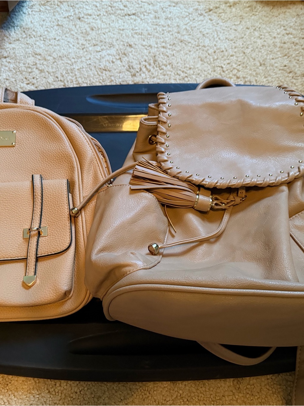 Tan Women's Tassel Drawstring Backpack